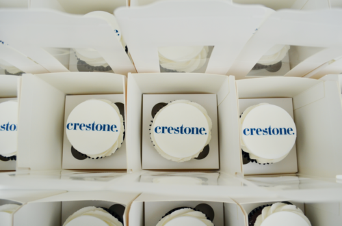 Boxed logo cupcakes