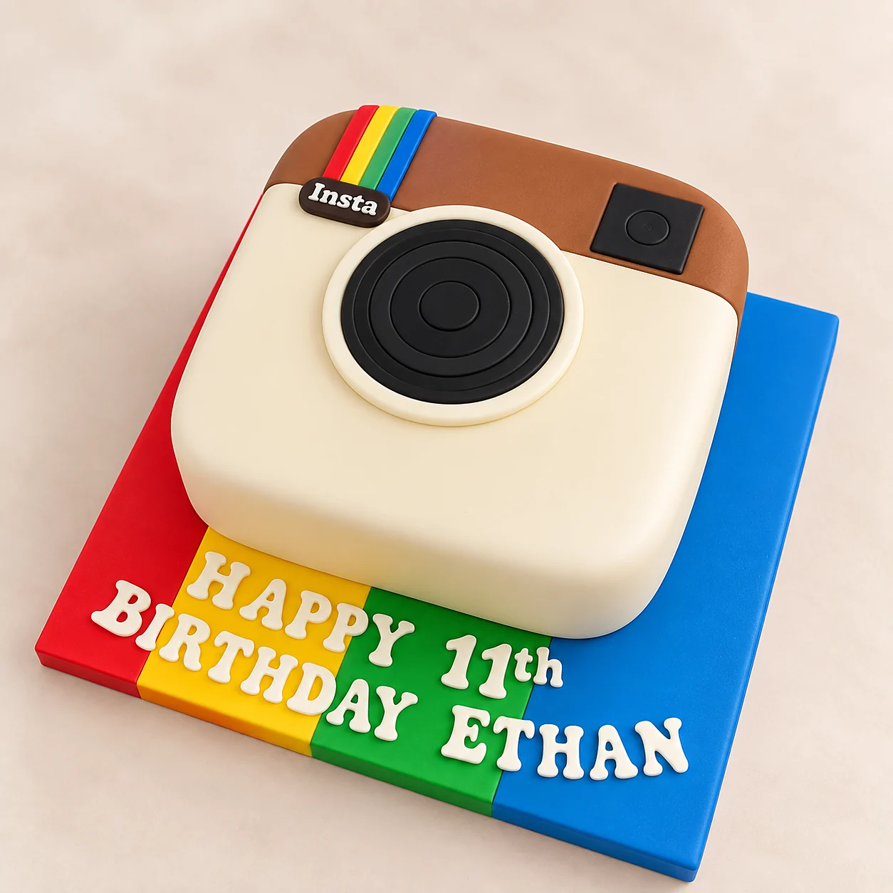 Instagram camera themed birthday cake