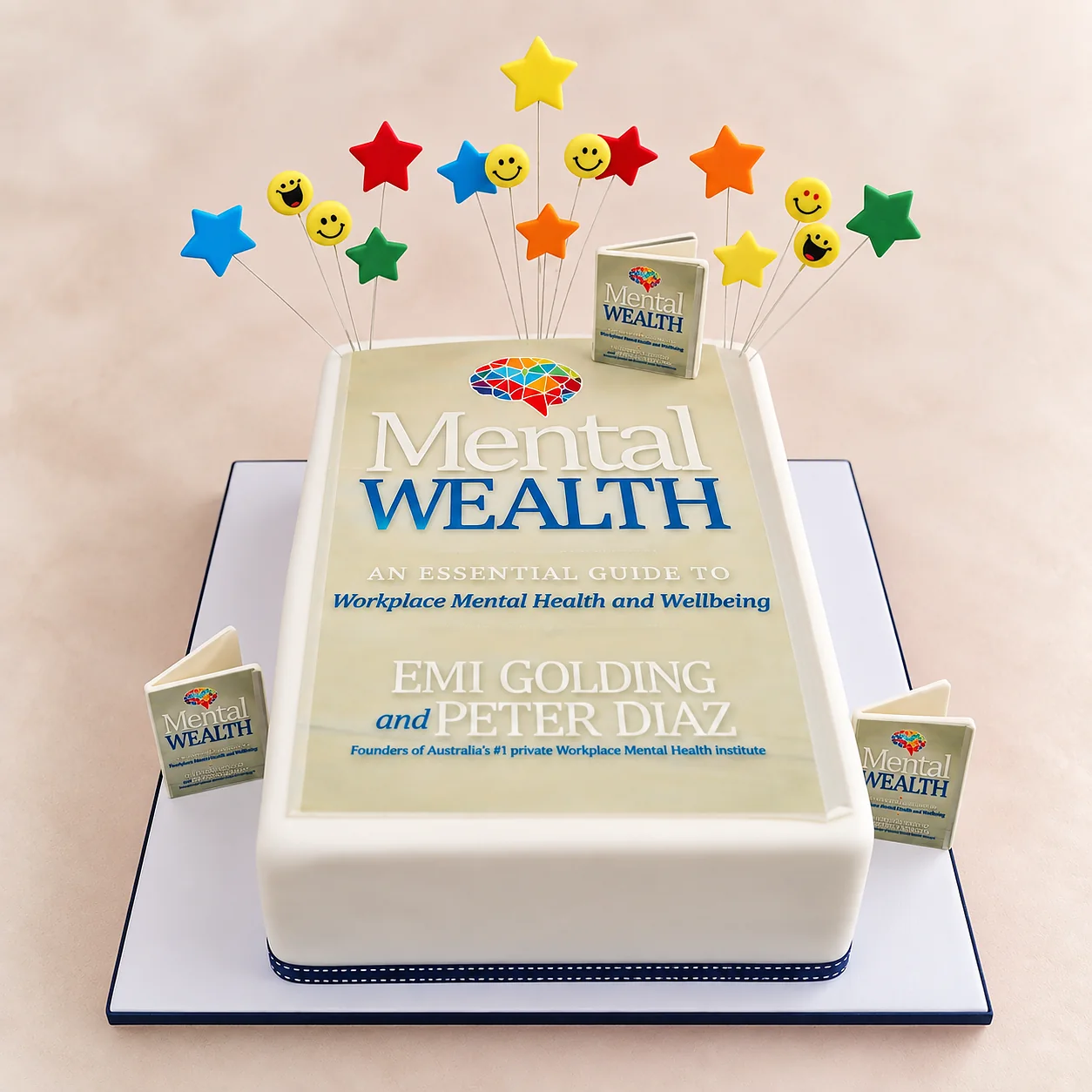 Wellbeing Program Logo Cake with custom edible branding
