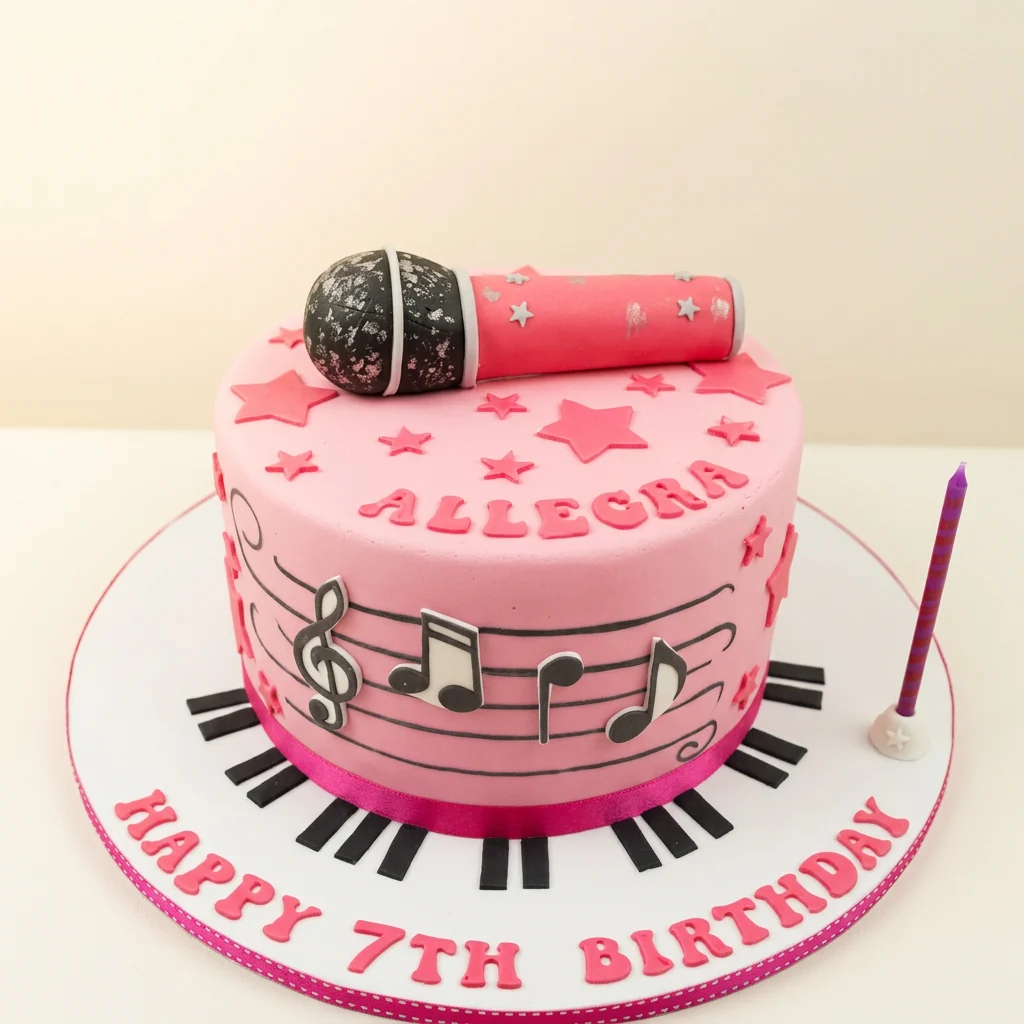 Microphone themed music birthday cake