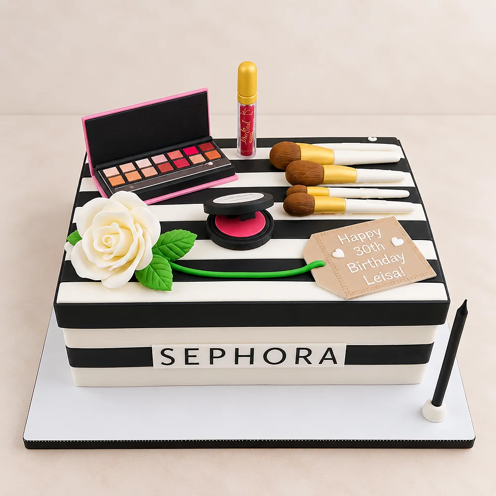 Sephora makeup themed birthday cake