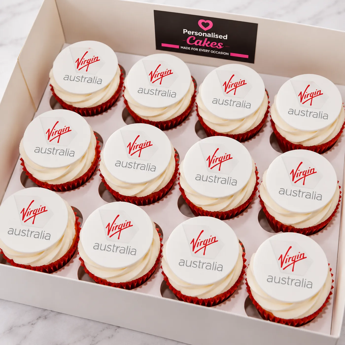 Virgin Australia branded cupcakes