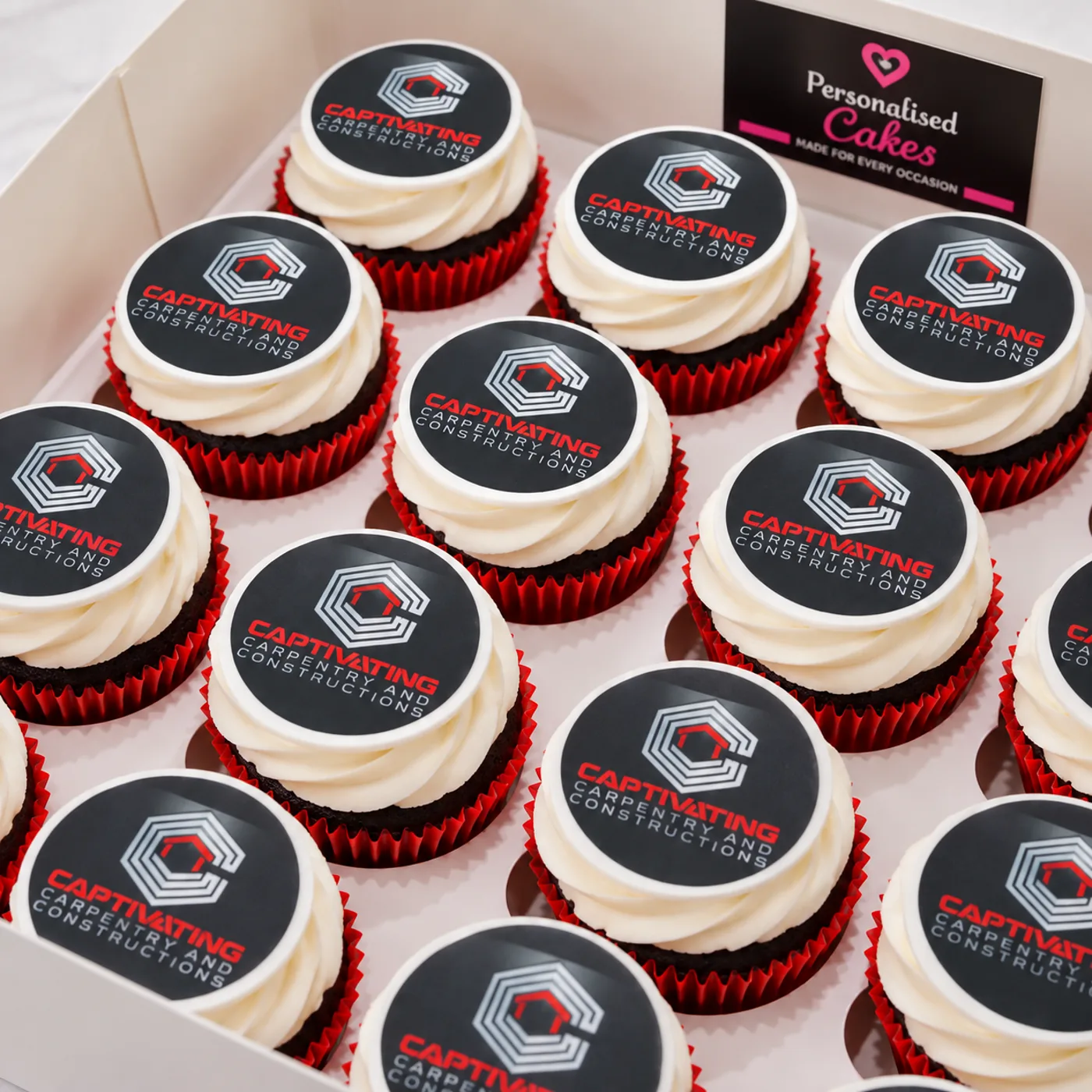 Captivating Carpentry and Constructions branded cupcakes