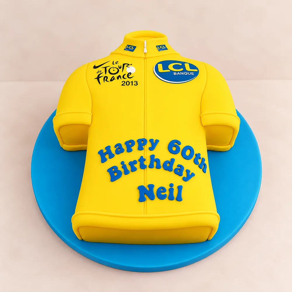 Yellow cycling jersey birthday cake