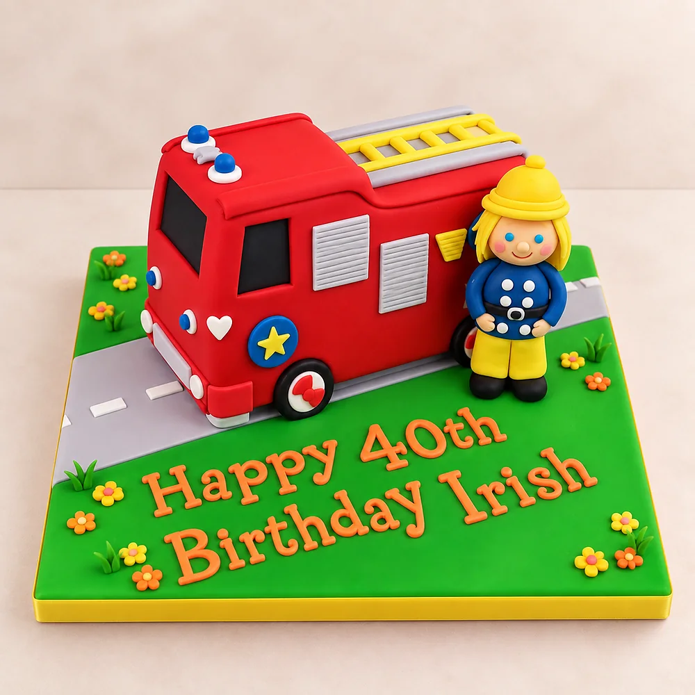 Red fire engine birthday cake