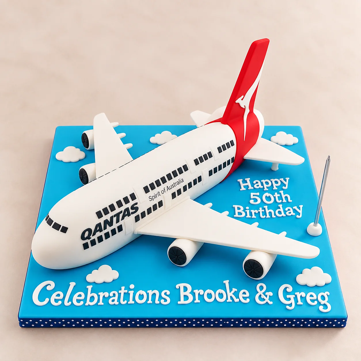 Qantas aeroplane shaped celebration cake