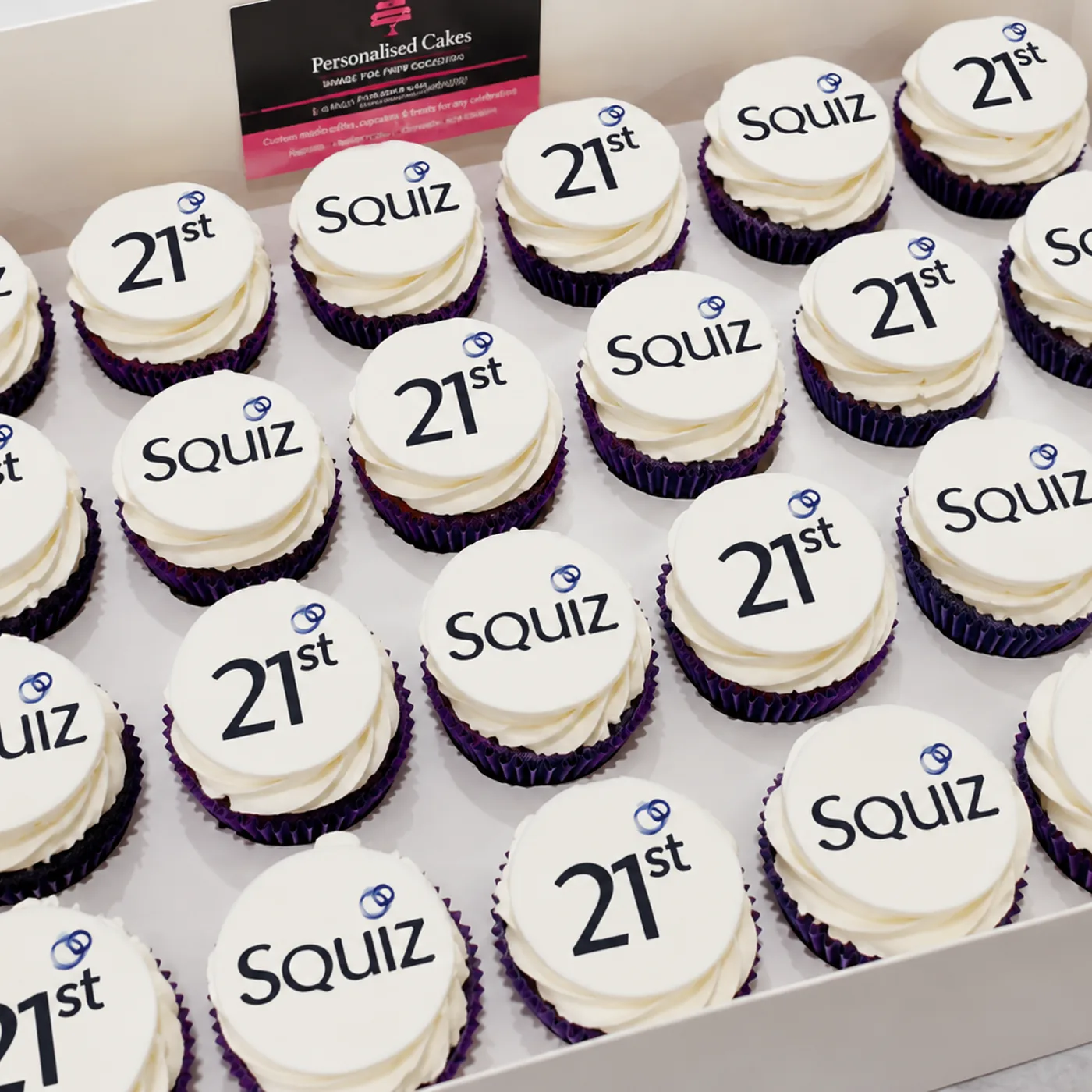Squiz 21st anniversary branded cupcakes