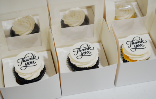 Corporate boxed gift cupcakes